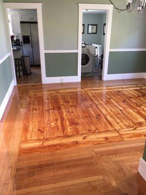 "After" picture of newly-refinished dining room