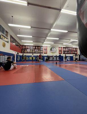 New mat space on the first floor. Weights are in the room to the left, cardio room is upstairs.