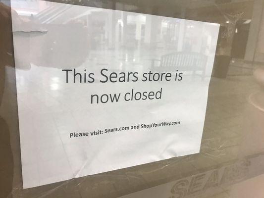 Sears in the Moreno Valley Mall now permanently closed. Sad but long in the making.