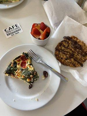 Veggie quiche and colossal cookie (gf).