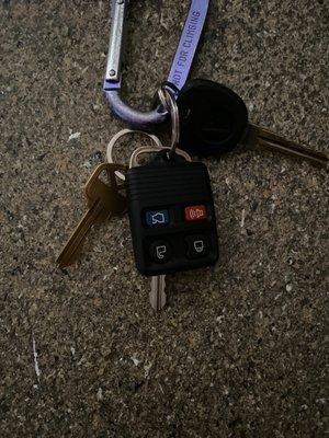 Key fob and key to the car