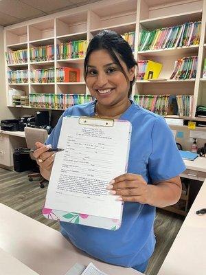 Receptionist Preeti Khale always greets patients with a smile and tries her best to accommodate your needs  into the schedule.