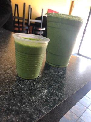 G5 again. Kale, Spinach, Banana and Green Apple. Added Oats this time around. Very good.