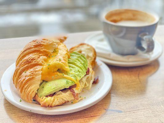 Croissant breakfast sandwich