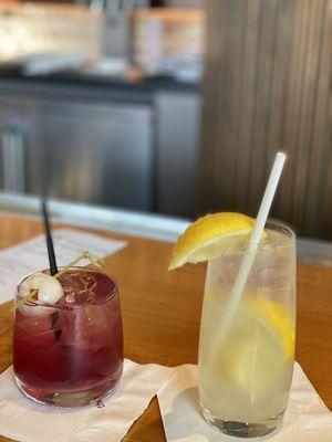 Lychee Cooler and Yuzu Collins (left to right)