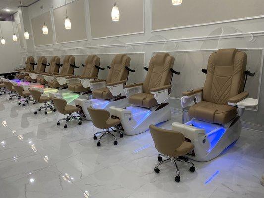 Brand new Pedicure chairs with safety shields..