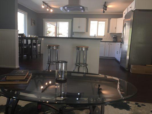 View of kitchen island from Living Room