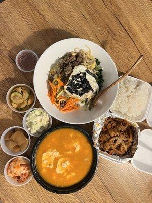 Bibimbop & Spicy Pork and Tofu Soup Combo Special (Beef Tofu Soup)