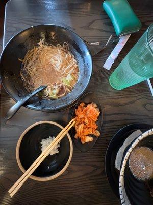 Tonkotsu black, rice, kimchi