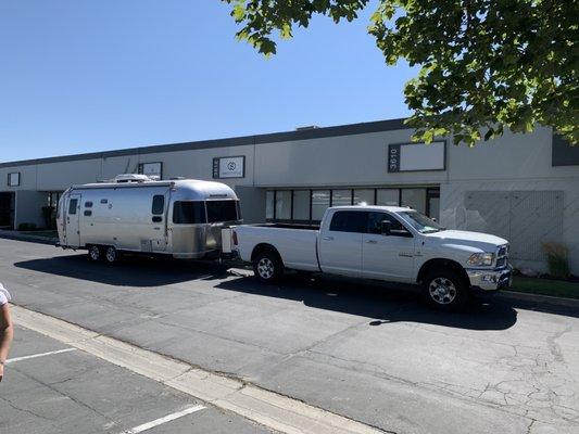 Airstream Rental from Utah Caravans behind a Ram from Rugged.