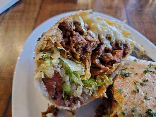 Burrito with steak and eggs