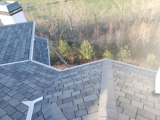 This is the roof of a 1,200 foot gutter protection job we did near Asheville NC