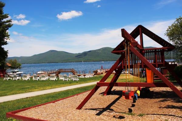 Children's playground by beach