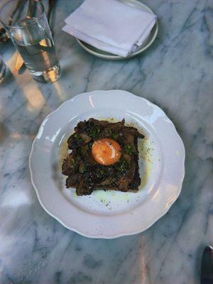 Grilled Mushroom Toast with Egg Yolk