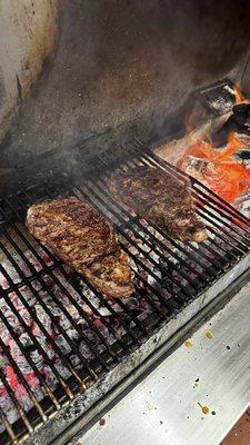 Ribeye Steak grilled on charcoal