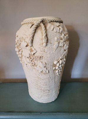 PLASTER VASE WITH GRAPES.