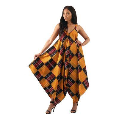 African print wide leg jumpsuit