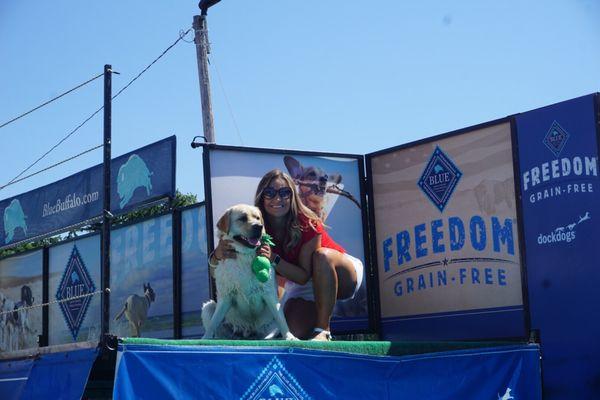 Heather Prusak and her dog Otto at Dock Dogs