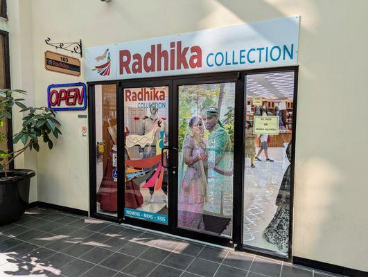 Outside Radhika Collection. Storefront. Located inside Global Mall on the 1st floor (ground level).