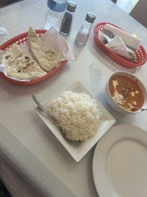 Butter Chicken, Basmati Rice, Naan