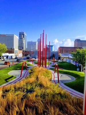 Yoga with a view of downtown Winston-Salem