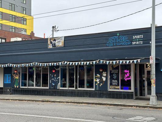 Finally an unobstructed shot! Matching lights and neon signs!  view from across the street