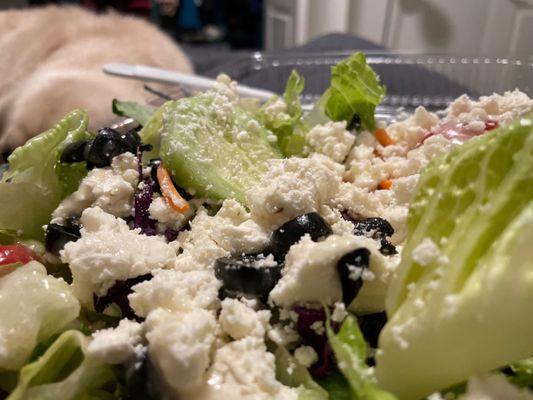 Green salad - extra feta, sliced olives