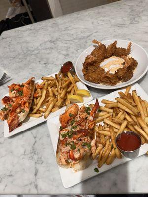 Lobster roll, 1/2lb coconut shrimp