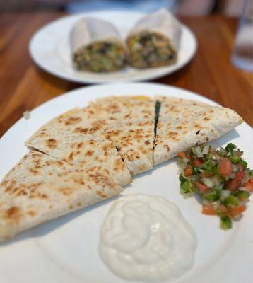 Fresh Spinach and Tomato Quesadilla