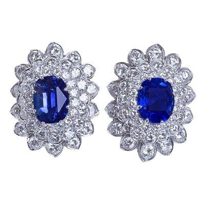 David Webb Diamond Sapphire Earclips 22.15 Carat Total