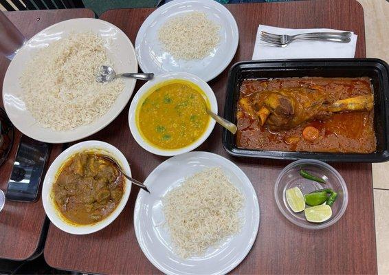 Goat Curry 10/10 Lamb Shank Platter 10/10 Daal 10/10