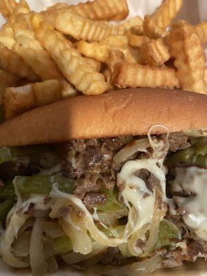 Delish Cheesesteak and fries ... sorry about the photo!