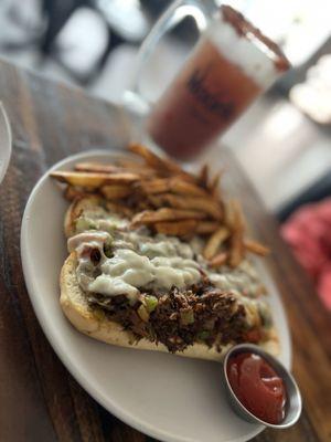 Brisket cheesesteak with hand cut fries