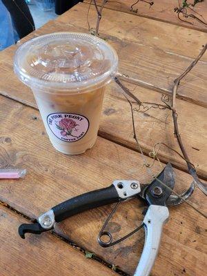 A little iced coffee from the Pink Peony cart before class kicks off.