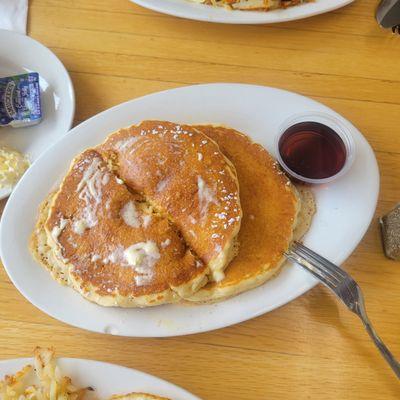 Huge fluffy pancakes come with your breakfasts.