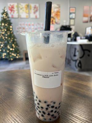 Strawberry Milk with Boba