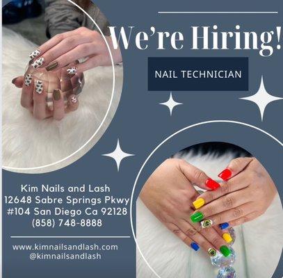 We're hiring nails artist.