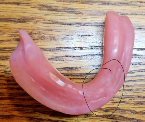 This is the denture the Dr O'Brien gave me this week.