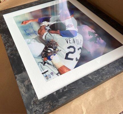 Signed Nolan Ryan memorabilia, custom frame