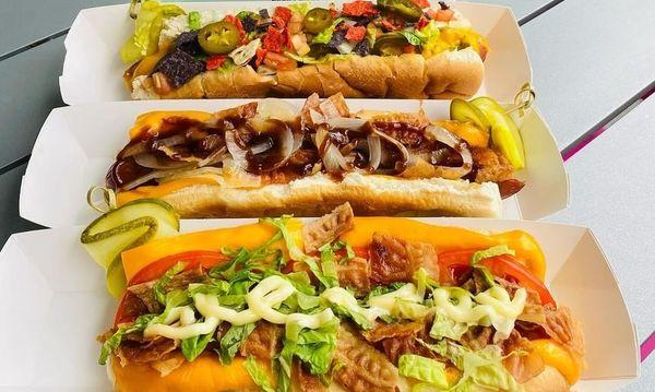 specialty hot dogs made with the fresher ingredients of the market