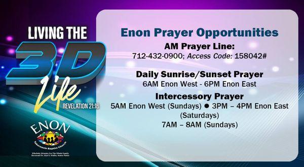 Call our prayer line 6am every morning.