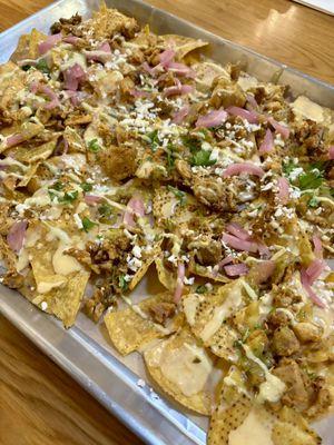 Full sheet chicken nachos