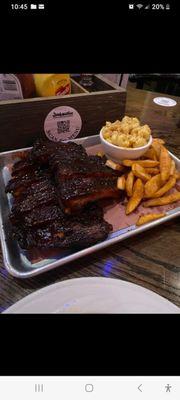 The famous in house smoked ribs, fall off the bone tender and delicious, on special on Thursday for 23 bucks with 2 sides!