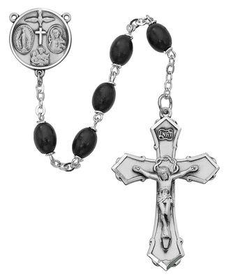 Sterling Silver and Black Wood Rosary