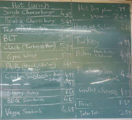 Lunch Menu - chalkboard