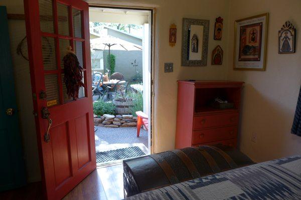 View from bedroom through courtyard entrance