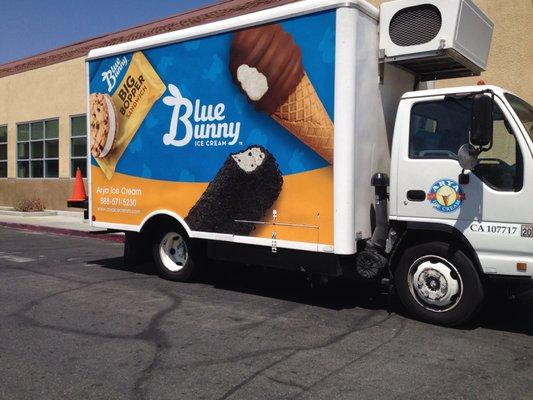 It's a sign when temperatures are over 100° and there's a Blue Bunny ice cream truck making a delivery.