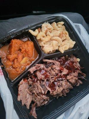 Brisket, Candied Yams, Mac and cheese