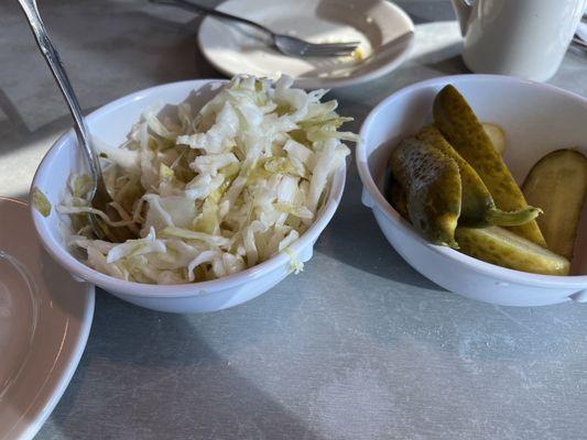 Pickles and coleslaw