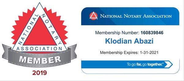 Proud member of National Notary Association since 2019